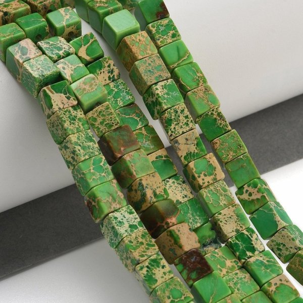 sz60 Jaspis cesarski kamień naturalny, kształt kostki 6x6x6mm