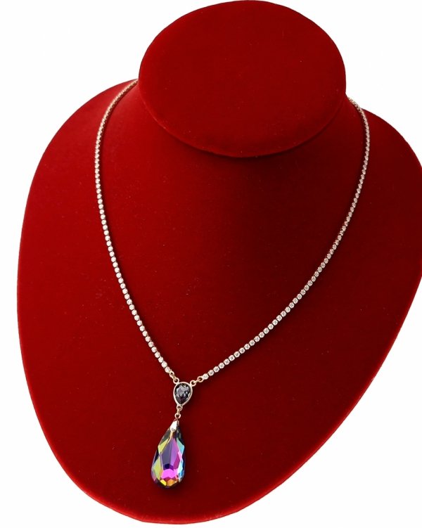 0219 Złoty naszyjnik 44+5cm pozłacany 18k Swaro Austrian Crystal