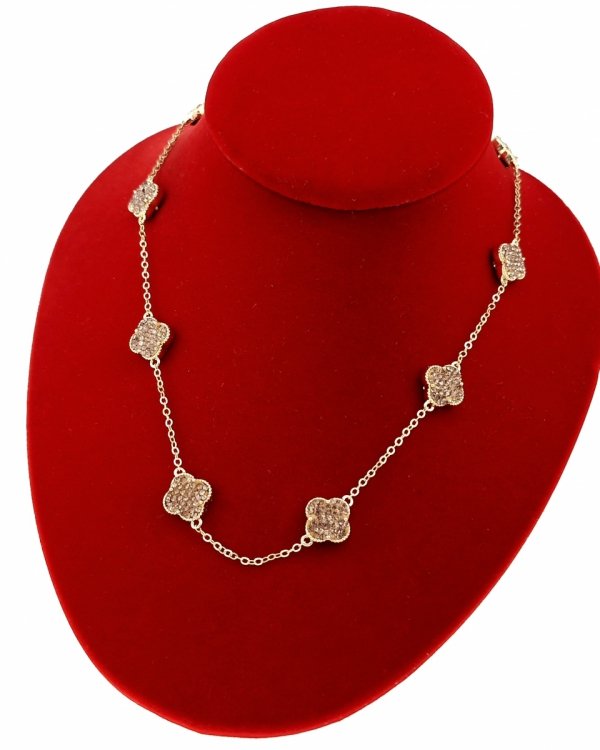 3397 Złoty łańcuszek naszyjnik 45+5cm pozłacany 14k cyrkonie koniczyna marokańska