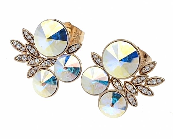 0286 Kolczyki złote Austrian Crystal cyrkonia pozłacane 18k Xuping wtyczki
