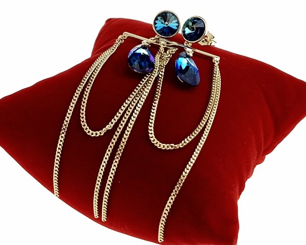 328a Kolczyki złote pozłacane Austrian Crystal wiszące 14K cyrkonie Xuping 