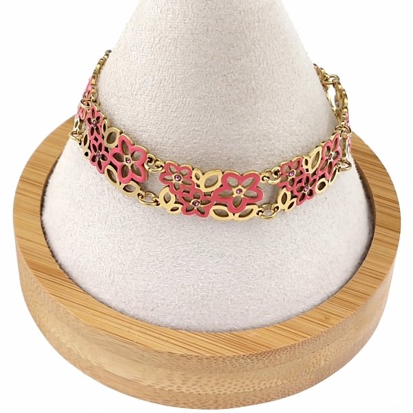 1383i Piękna ażurowa bransoletka złota 18+3 stal chirurgiczna 316L  