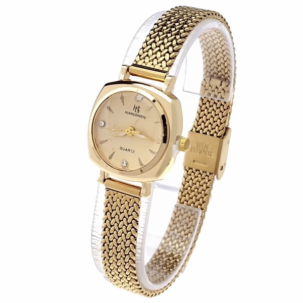 4223 Ekskluzywny damski złoty zegarek błyszczący cyrkonie klasyk