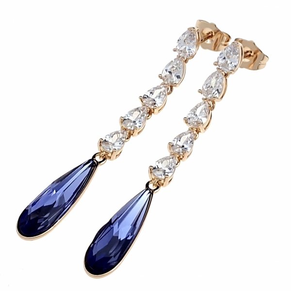 2413 Kolczyki złote Austrian Crystal cyrkonia pozłacane 18k Xuping wiszące 
