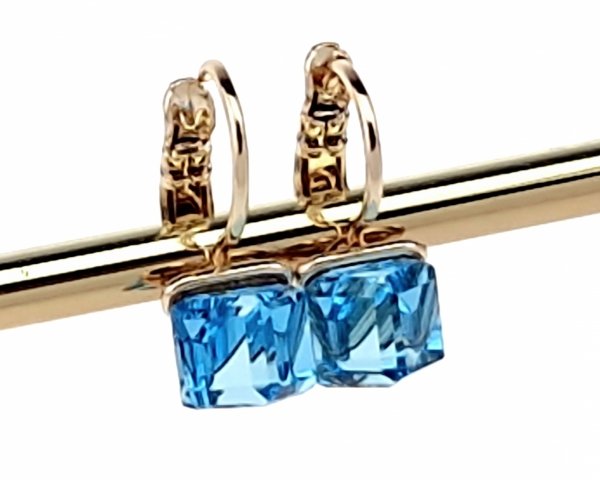 2731 Kolczyki złote Austrian Crystal cyrkonia pozłacane 18k Xuping wiszące