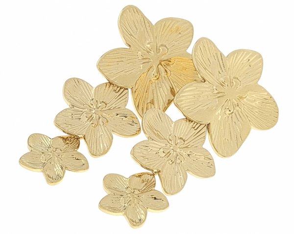 1007 Kolczyki złote stal chirurgiczna wiszące celebrytki kwiatki