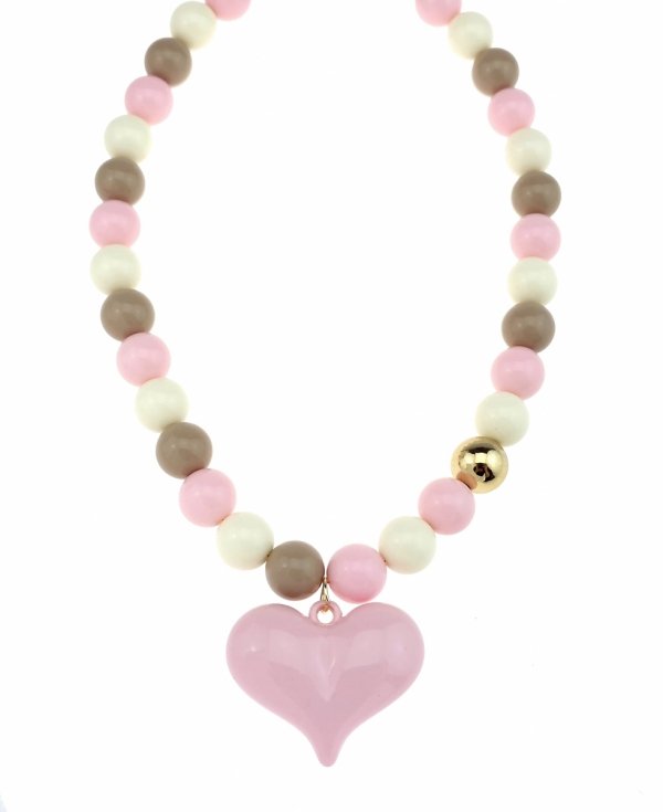 1172d Złoty naszyjnik 46+5cm stal chirurgiczna koraliki akrylowe serce