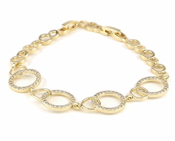 1735 Bransoletka złota elegancka 19cm cyrkonie pozłacana 14k Viki Lady