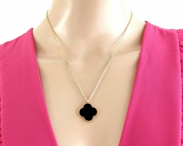 @2239 Złoty łańcuszek naszyjnik 46+5 stal chirurgiczna 316L Viki lady koniczyna marokańska