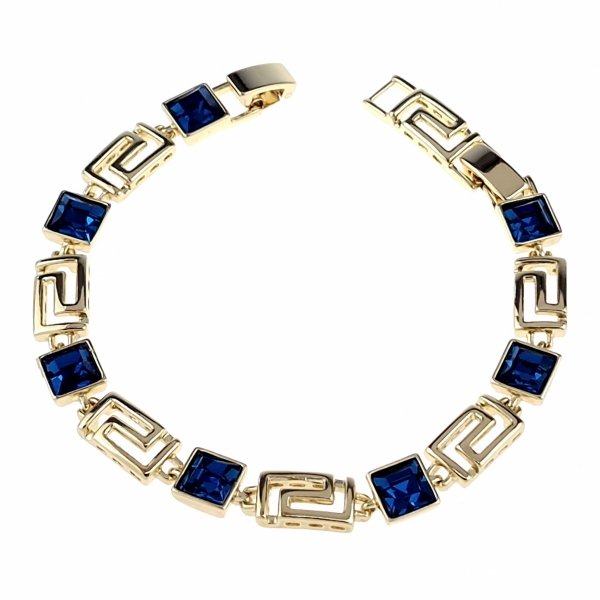 224b Bransoletka elegancka Austrian Crystal złota cyrkonie 19,5cm pozłacana 14k Xuping wzór grecki