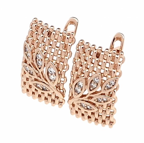 3755 Złote kolczyki cyrkonie pozłacane rose gold Xuping wiszące 