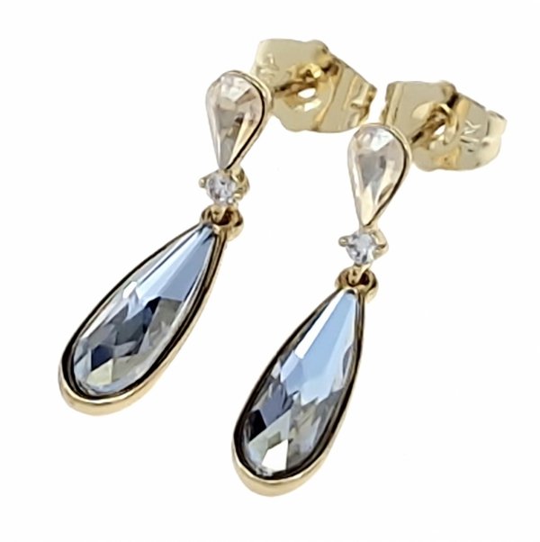 0175 Kolczyki złote Austrian Crystal pozłacane wiszące 14K cyrkonie 
