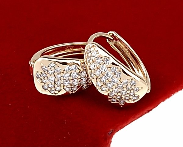 084 Złote kolczyki cyrkonie pozłacane 18k Xuping wiszące 