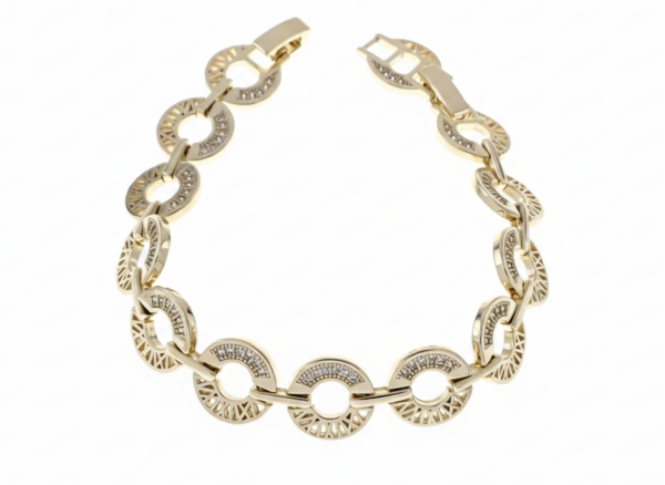 4888 Bransoletka elegancka złota 16,5+2cm pozłacana 14k wzór grecki