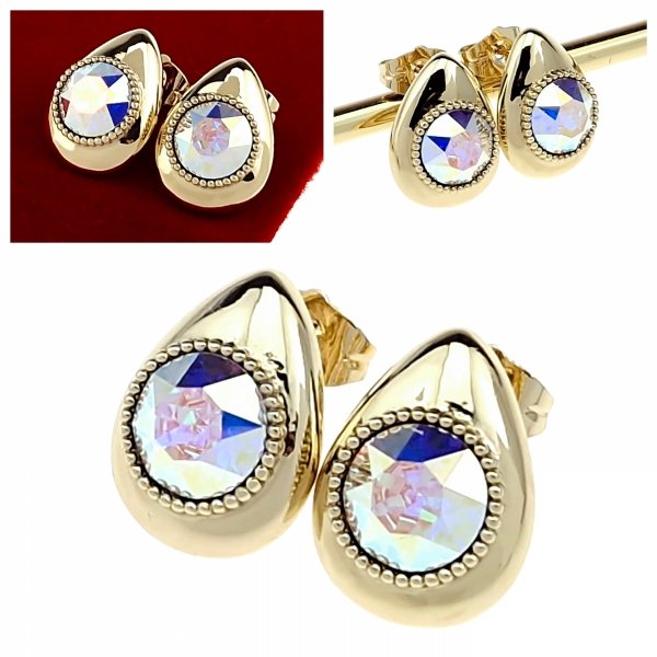 1299g Kolczyki złote Austrian Crystal cyrkonia pozłacane 14k Xuping wtyczki 