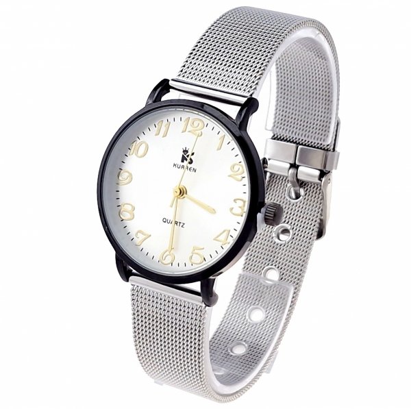 2253 Zegarek damski srebrny stal chirurgiczna Kurren elegancki klasyk