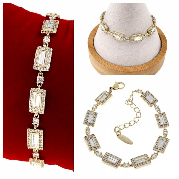 828 Bransoletka elegancka złota 16,5+5cm pozłacana 14k Xuping Austrian Crystal