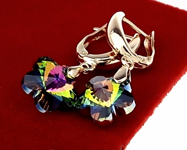 4263 Kolczyki złote Austrian Crystal cyrkonia pozłacane 18k Xuping wiszące