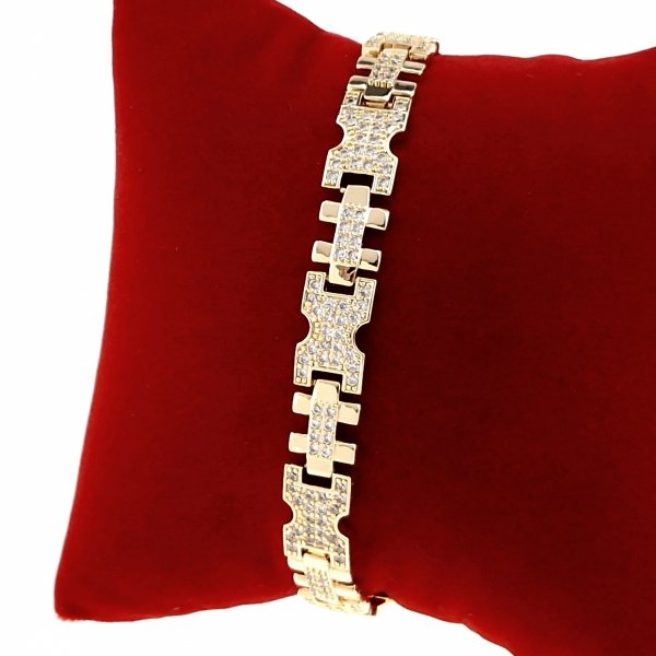214 Bransoletka złota elegancka 19cm cyrkonie pozłacana 14k Viki Lady