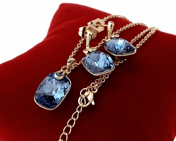 489 Komplet kolczyki, naszyjnik 40+5cm pozłacany 18k Swaro Austrian Crystal