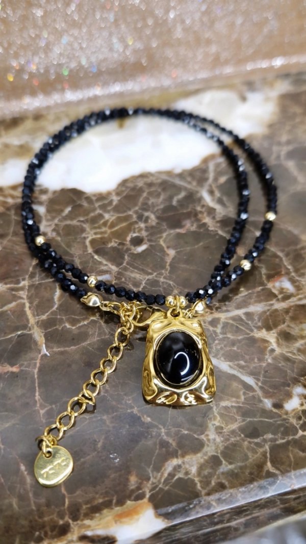 1351 Złoty łańcuszek naszyjnik 37+5 stal chirurgiczna 316L