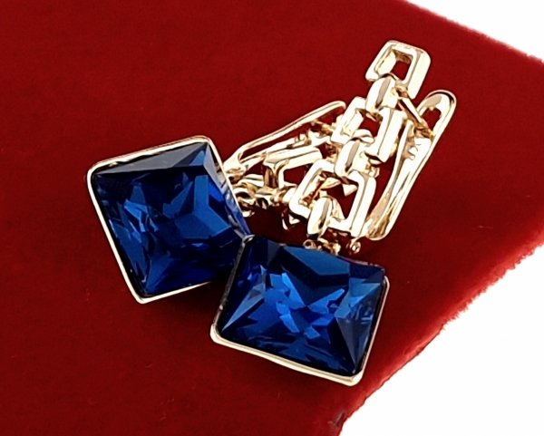 59I Kolczyki złote Austrian Crystal cyrkonia pozłacane 18k Xuping wiszące