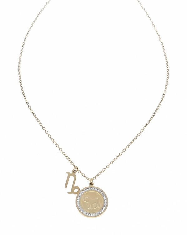 @1129 Złoty naszyjnik znak zodiaku koziorożec 45+5 stal chirurgiczna 316L  łańcuszek