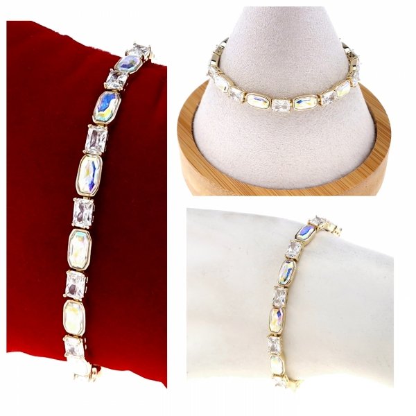 3586 Bransoletka elegancka złota 17+3cm pozłacana 14k Xuping Austrian Crystal