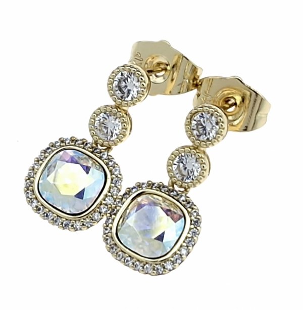 2626 Kolczyki złote pozłacane 14k wiszące Austrian Crystal