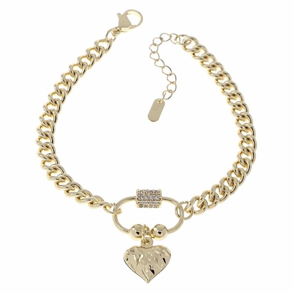 180 Bransoletka elegancka złota 17+3cm pozłacana 14k cyrkonie serce