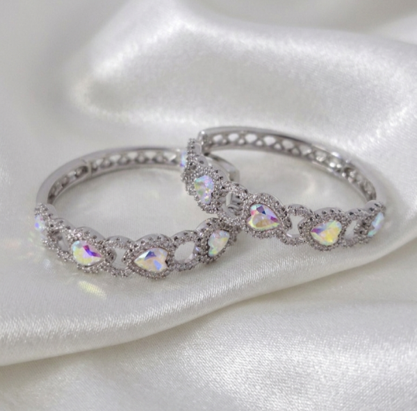 1479 Kolczyki srebrne pozłacane białym złotem wiszące koła 3,5cm Austrian Crystal