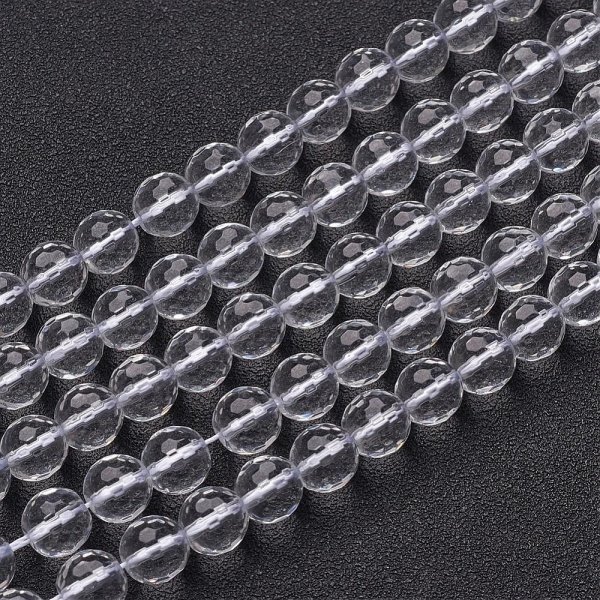 3049 Naturalne koraliki kwarc kryształowy, okrągłe, fasetowane 8mm 39cm