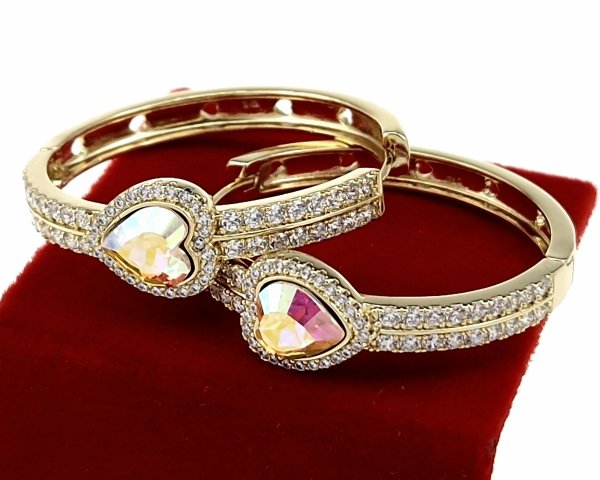 2815 Kolczyki złote pozłacane Austrian Crystal wiszące 14K cyrkonie Xuping 