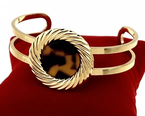 br22 Bransoletka złota 5,5cm stal chirurgiczna bangla 316L 