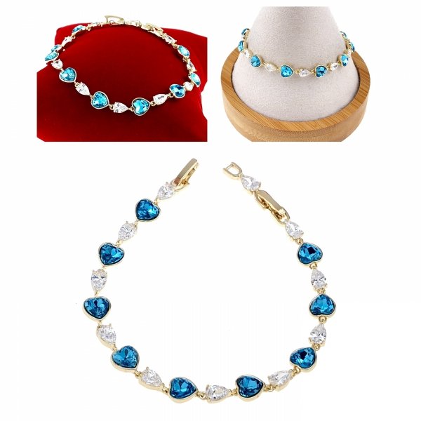 0166 Bransoletka elegancka złota 17+2cm pozłacana 14k Xuping Austrian Crystal