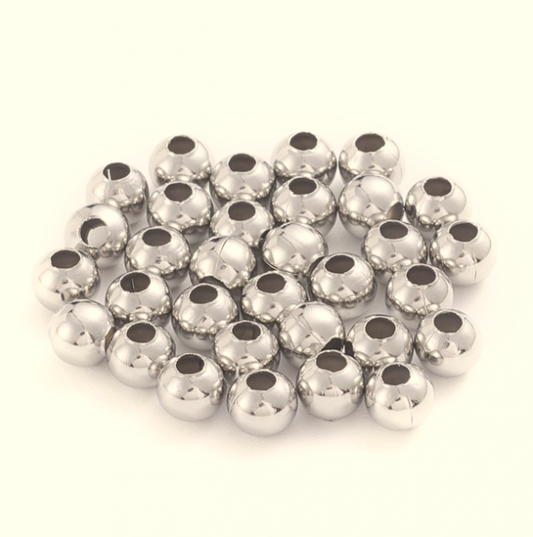 4770 200x Odporne na matowienie koraliki ze stali nierdzewnej 304, okrągłe, puste, w kolorze stali nierdzewnej, 5 x 4,5 mm, otwór: 1,8 mm, 200 szt./worek