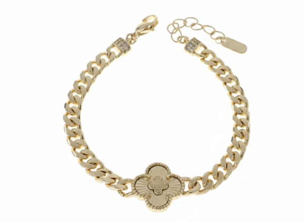 1414a Bransoletka elegancka złota 16+3cm pozłacana 14k koniczyna marokańska