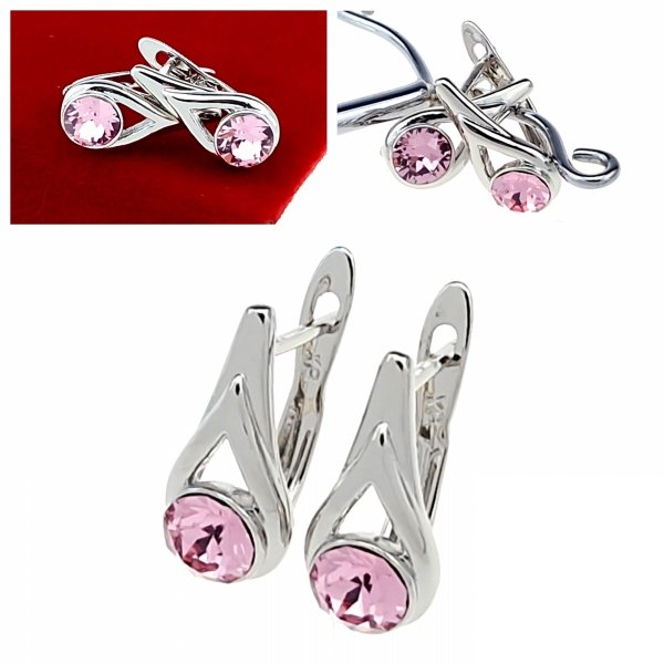 1504 Srebrne kolczyki Austrian Crystal pozłacane białym złotem wiszące