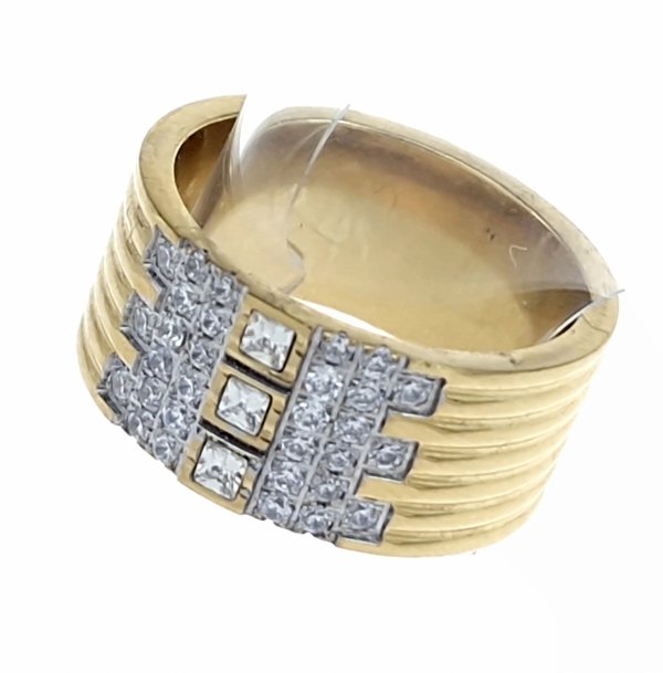 2542 Pierścionek złoty stal chirurgiczna nierdzewna 316L cyrkonie