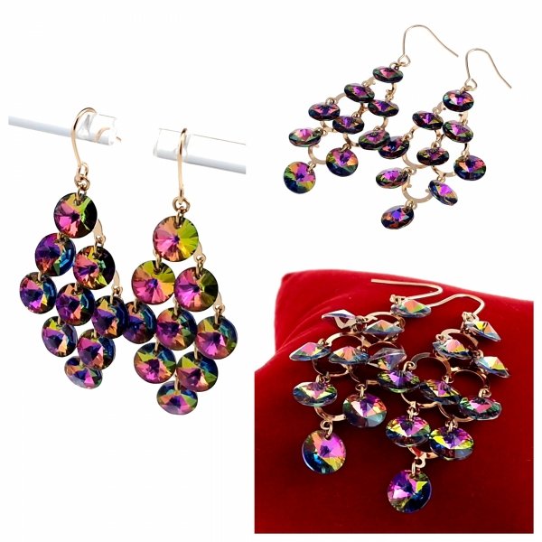 733 Kolczyki złote Austrian Crystal cyrkonia pozłacane 18k Xuping wiszące