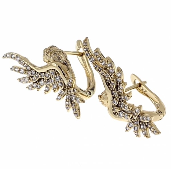 sz288 Kolczyki złote pozłacane 14k wiszące anioł