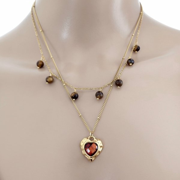 1898 Złoty łańcuszek 40-45+5cm naszyjnik stal chirurgiczna nierdzewna 316L tygrysie oko