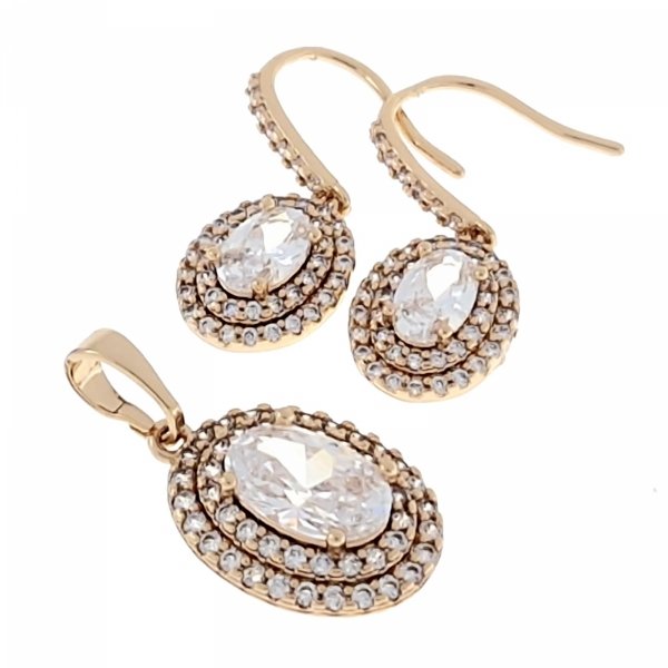 4528b Komplet złoty kolczyki cyrkonie zawieszka pozłacany 18k Xuping 