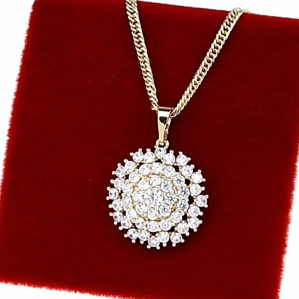 4911 Złota zawieszka cyrkonie błyszcząca pozłacana 14k Xuping 