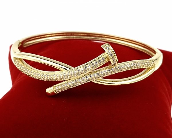 1266 Bransoletka złota elegancka 6cm pozłacana 14k bangla Xuping
