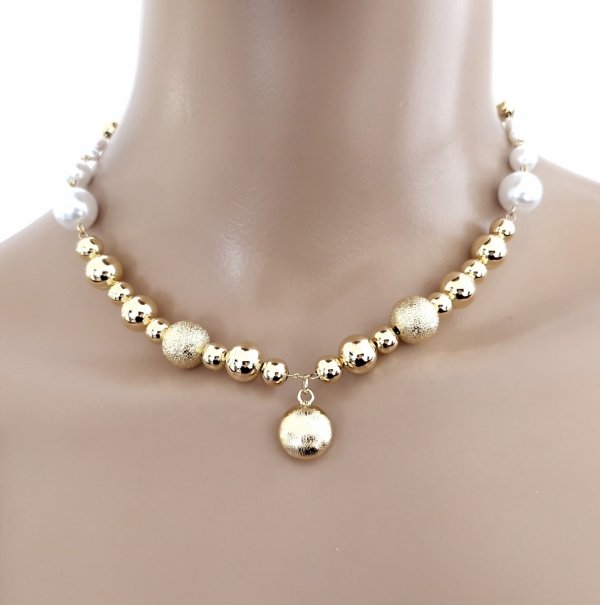 4000 Złoty łańcuszek naszyjnik 40+5cm pozłacany 14k perły 