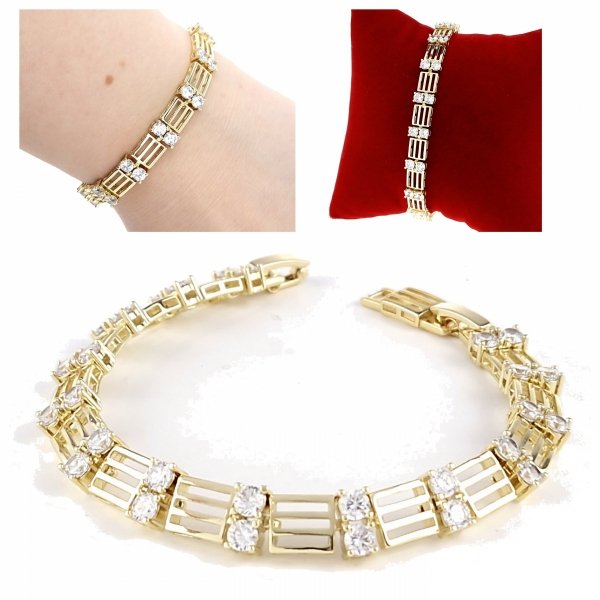 3819 Bransoletka złota elegancka 19cm cyrkonie pozłacana 14k Viki Lady
