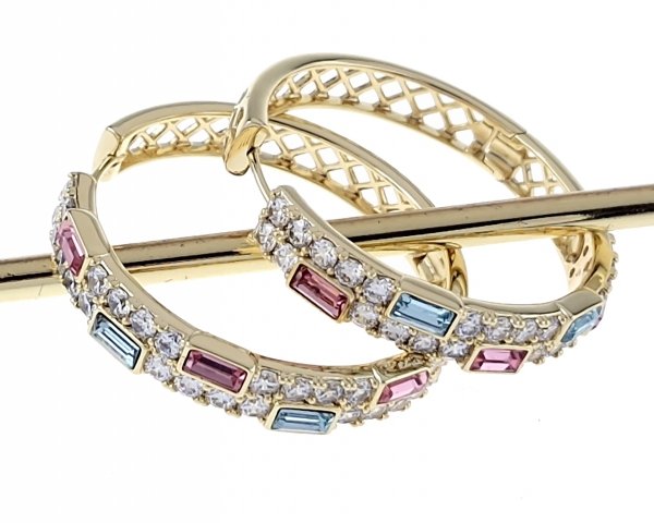 2215 Kolczyki złote pozłacane wiszące 14K Xuping cyrkonie