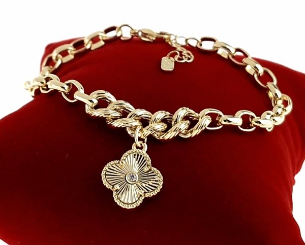 3021 Bransoletka elegancka złota 18+3cm pozłacana 14k koniczyna marokańska
