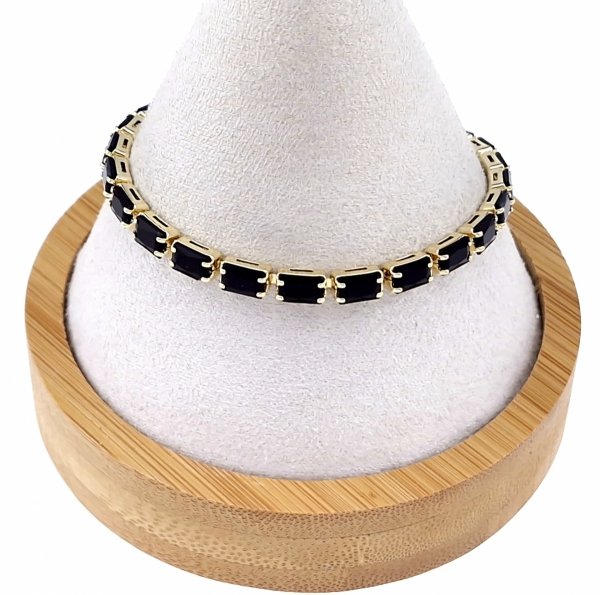 4189 Bransoletka złota elegancka cyrkonie 19cm pozłacana 14k Aisadi